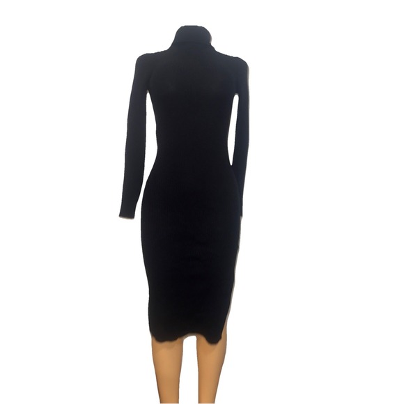 knee length dresses for ladies Wheat Cashmere Turtleneck Maxi Dress main image 1